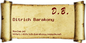 Ditrich Barakony névjegykártya